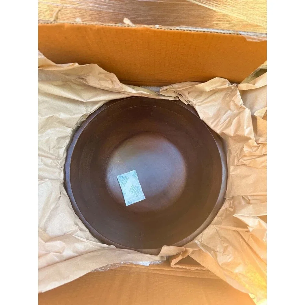 Hearth & Hand Magnolia Large Carved Edge Wood Bowl Dark Brown New